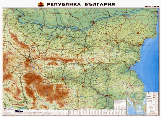 България - физикогеографска карта