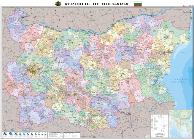 България - административна карта на английски език