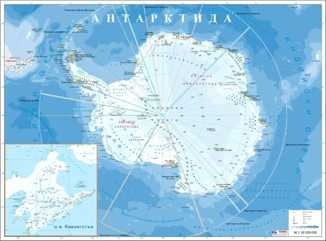 Антарктида - физическа карта