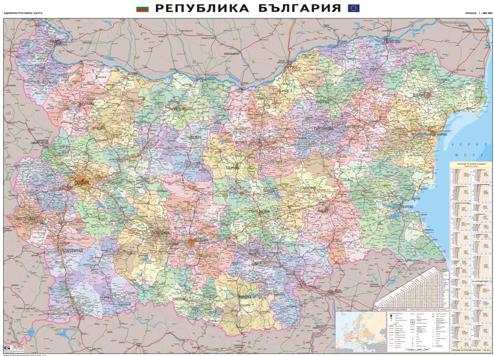 България - административна карта