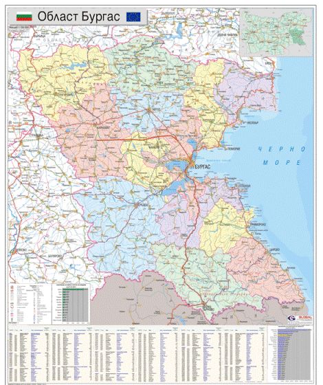 Карта на област Бургас