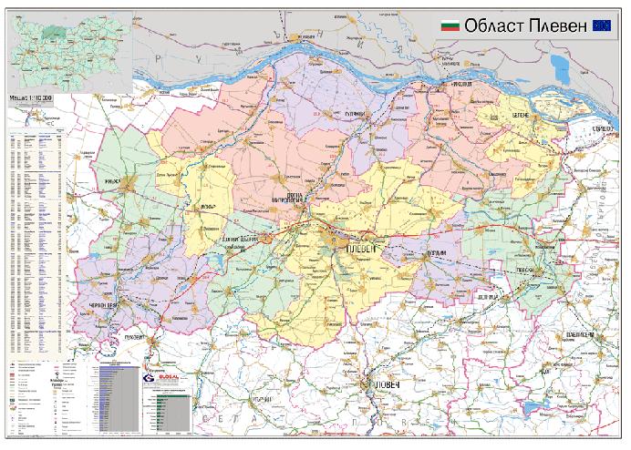 Карта на област Плевен