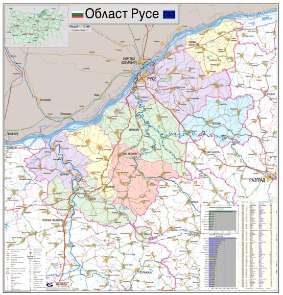 Карта на област Русе