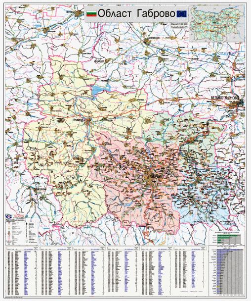 Карта на област Габрово