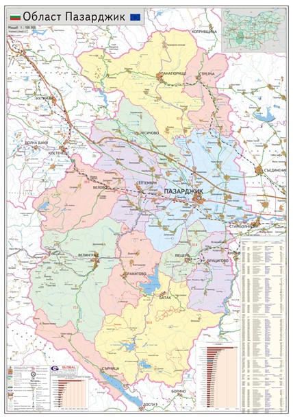 Карта на област Пазарджик
