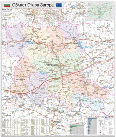Карта на област Стара Загора