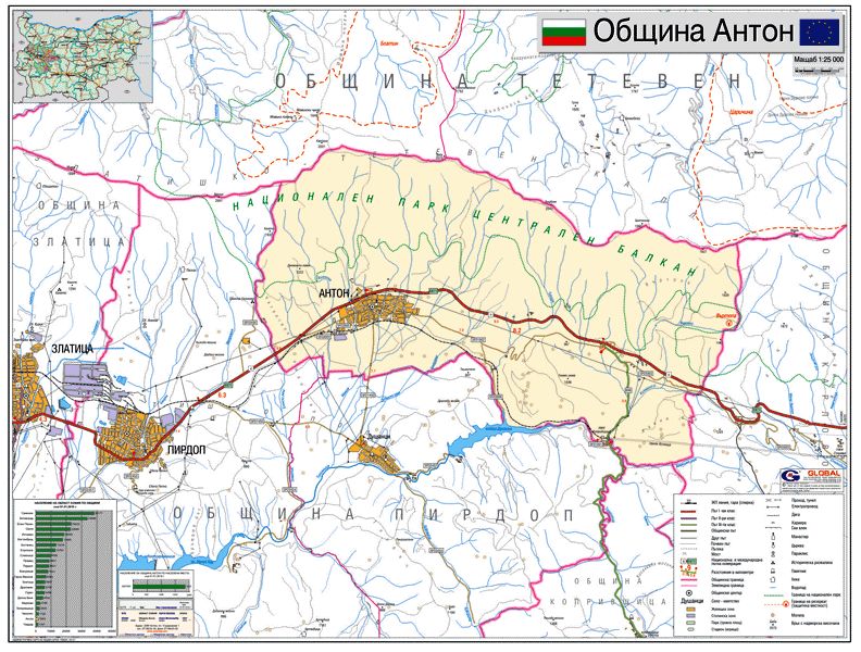 Карта на община Антон