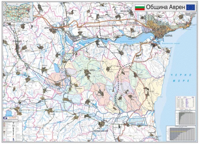 Карта на община Аврен