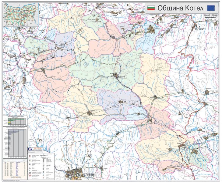 Карта на община Котел