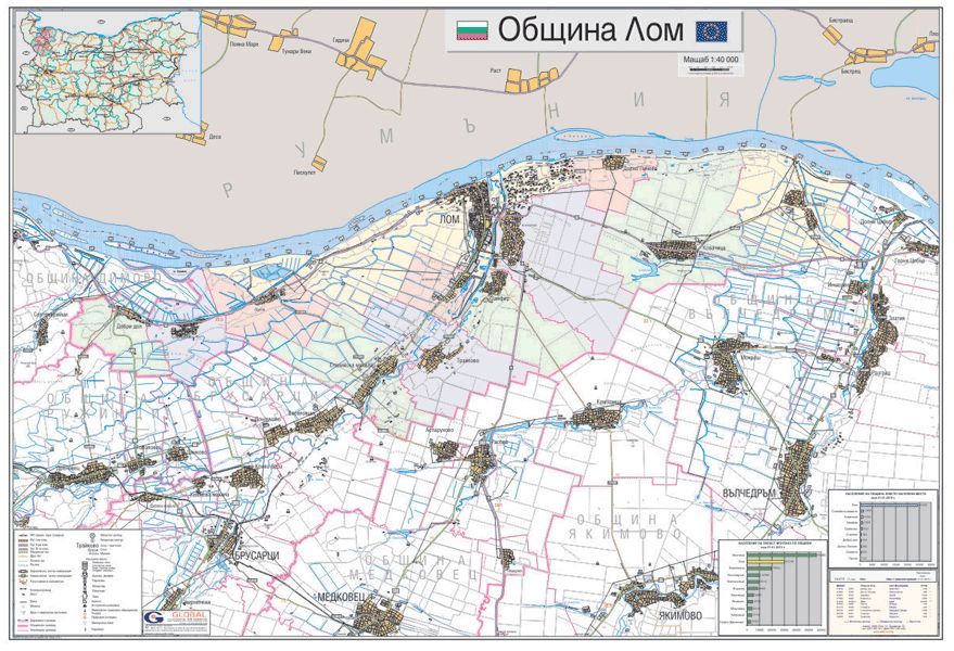 Карта на община Лом