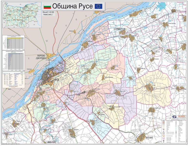 Карта на община Русе