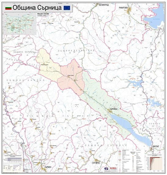 Карта на община Сърница