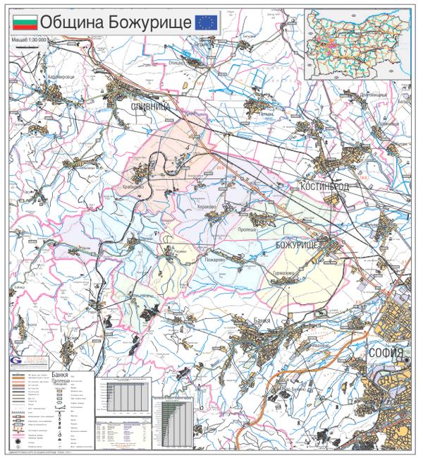 Карта на община Божурище