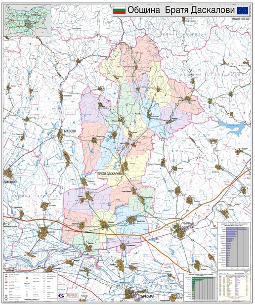 Карта на община Братя Даскалови