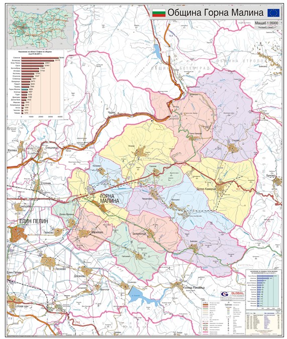Карта на община Горна Малина