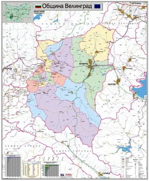 Карта на община Велинград