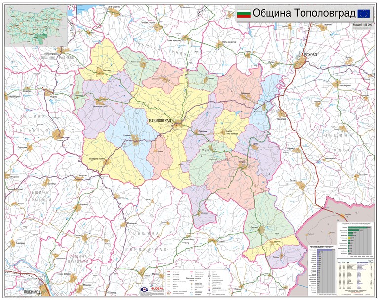 Карта на община Тополовград