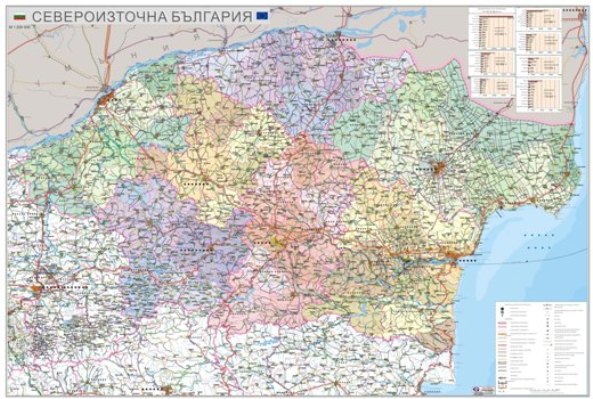 Карта на Североизточна България